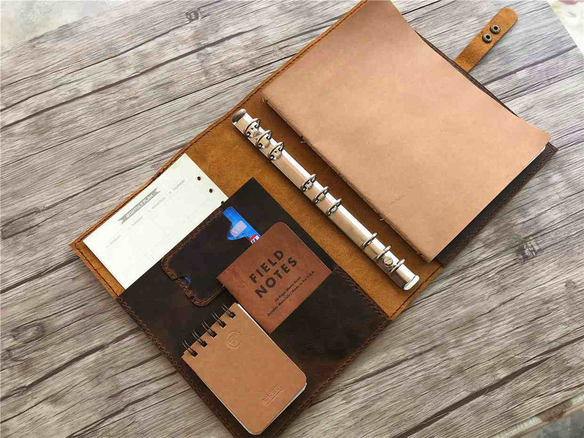Carnet de notes en cuir rechargeable, carnet de notes en cuir
