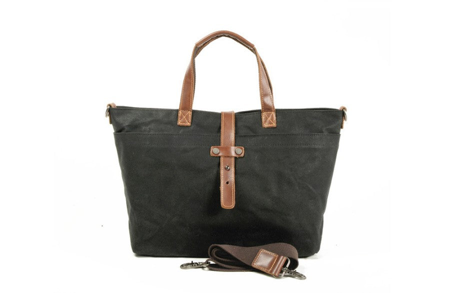 Black Canvas Tote Bags - LeatherNeo