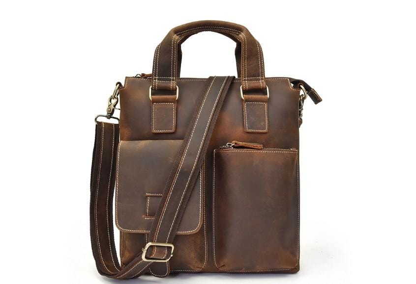 15 inch Leather Vintage Rustic Crossbody Messenger Courier Satchel Bag Gift Men