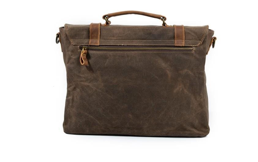 Laptop Messenger Bag for Men 15.6 Inch Waterproof Waxed Canvas Vintage  Genuine Leather Briefcase, Brown