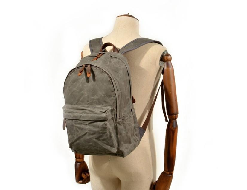 Waxed Canvas Travel Backpack Dark Khaki, Waxed-Canvas/Leather | L.L.Bean