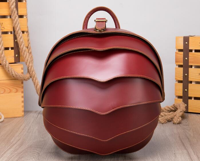 Round leather backpack