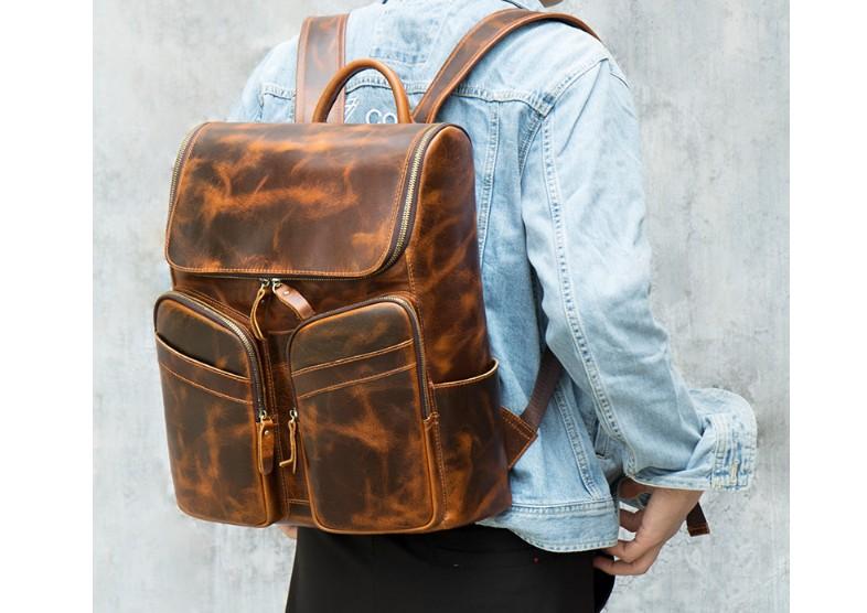 Numéro un mini leather backpack Polene Brown in Leather - 22946359