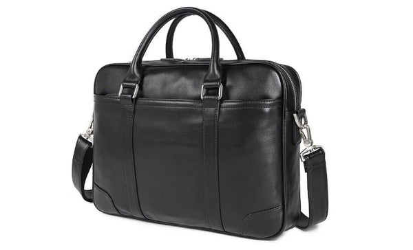 Black Leather Laptop Messenger Bags For Men LeatherNeo