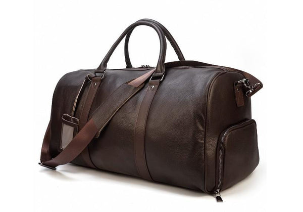 Luxury leather backpack travel bag weekender sports bag gym bag leather  shoulder ladies mens bag satchel original made in Italy dark brown