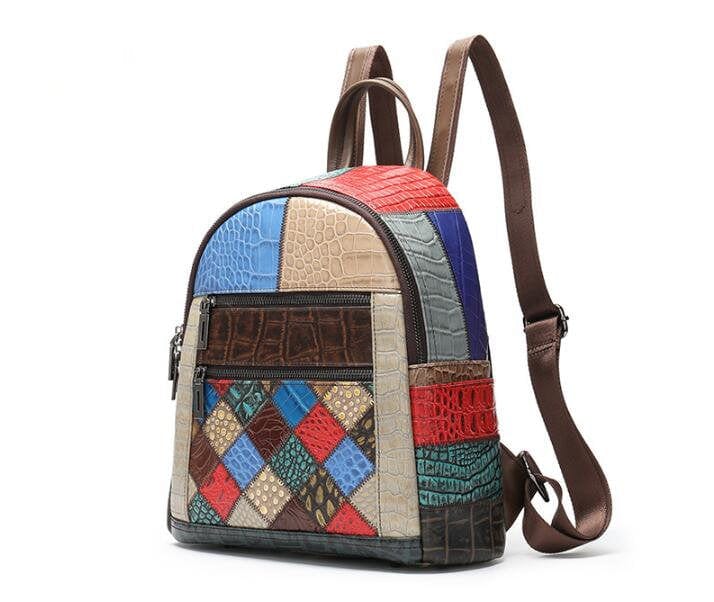 Womens Small Colorful Crocodile Leather Backpack Bag – LeatherNeo