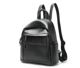 Unique Round Black Leather Backpack Bag – LeatherNeo