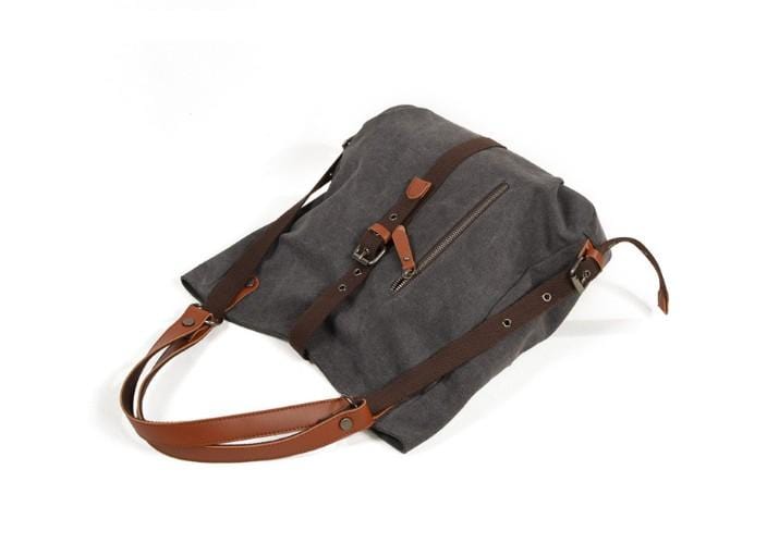 Large waxed canvas tote bag with leather handles / canvas market bag /  carry all bag COLLECTION UNIS