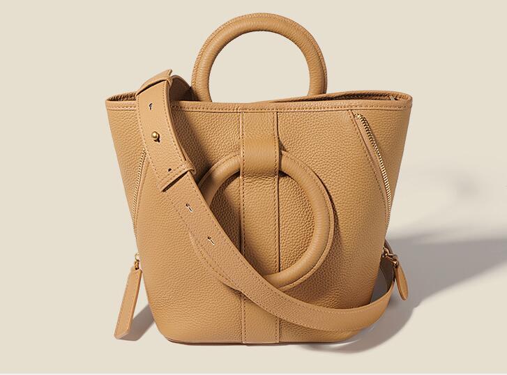 Mini Beige Leather Bag Leather Tote Woman Leather Bag 