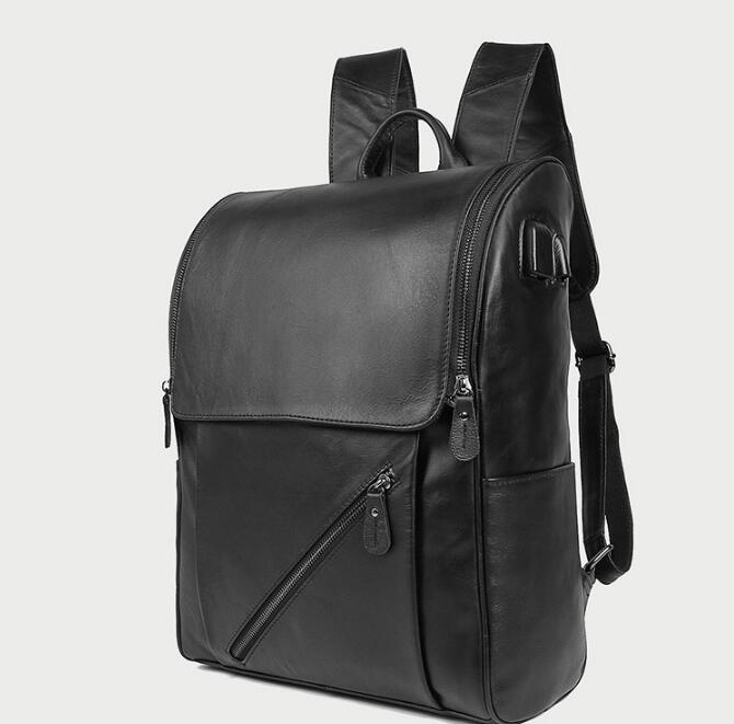 Black Leather Backpack -  UK