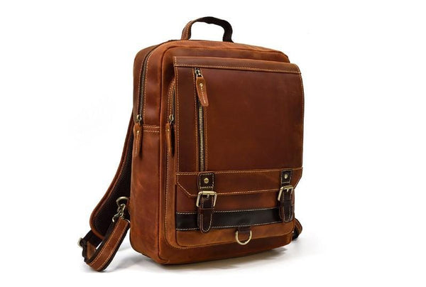 Newest Design Brown Leather School Bag Genuine Leather Backpack