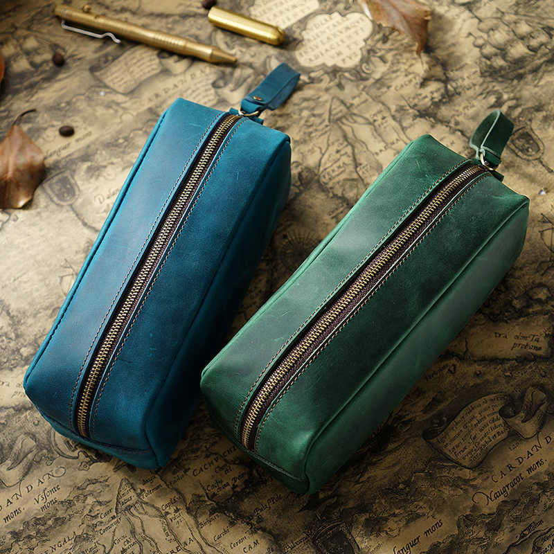 Leather Storage Pouch, Real Leather Pencil Case