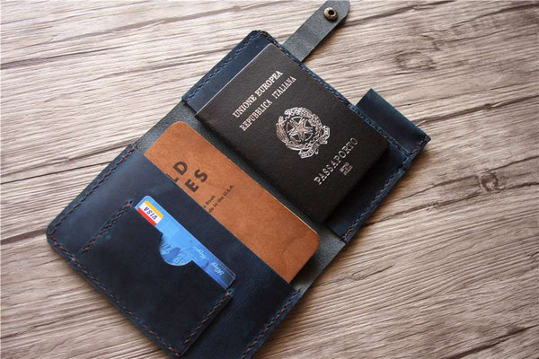 CONTACT'S Passport Holder Men Genuine Leather Thin ID Card Holder for  Passports Vintage Passport Cover Travel Wallet Crazy Horse