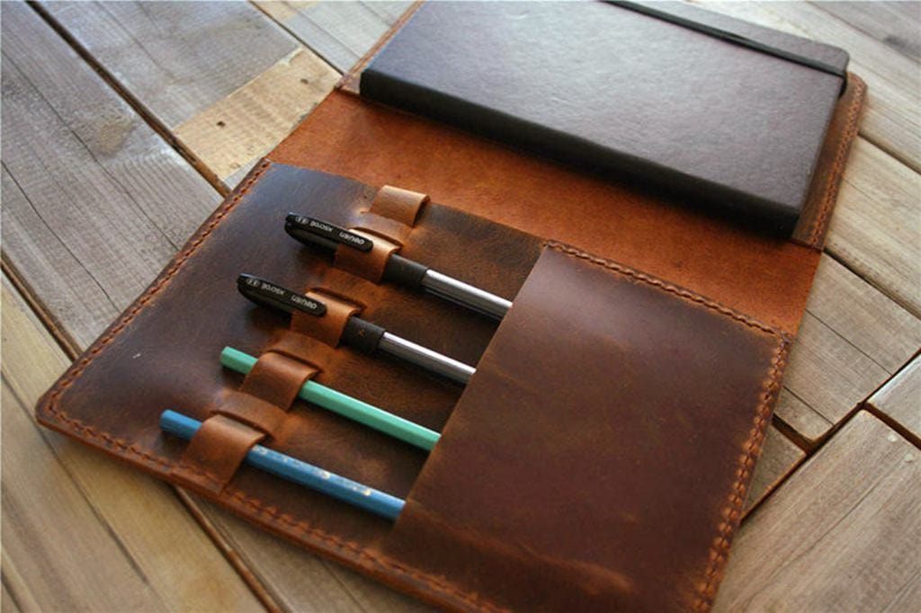 Leather Pen holder quiver for moleskine Leuchtturm1917 A5 notebook