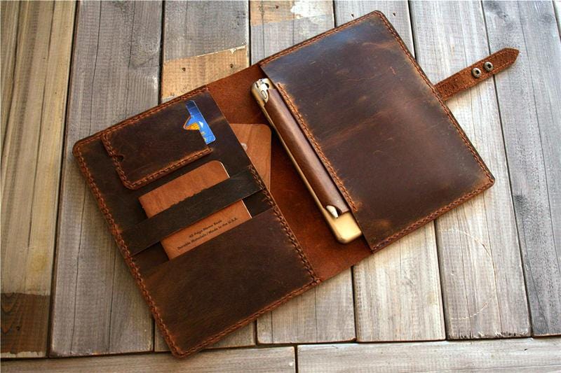 Handmade Leather Case iPad Holder Functional Business Padfolio for 7.9