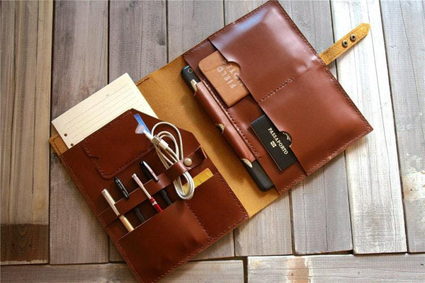 Saddle Custom Leather Portfolio Briefcase