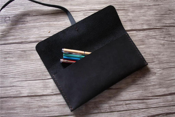 School Leather Pencil Case Pen Roll – LeatherNeo