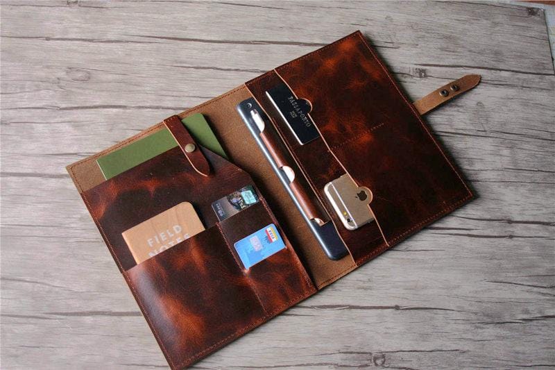 Personalized Brown Leather Portfolio Folder – LeatherNeo