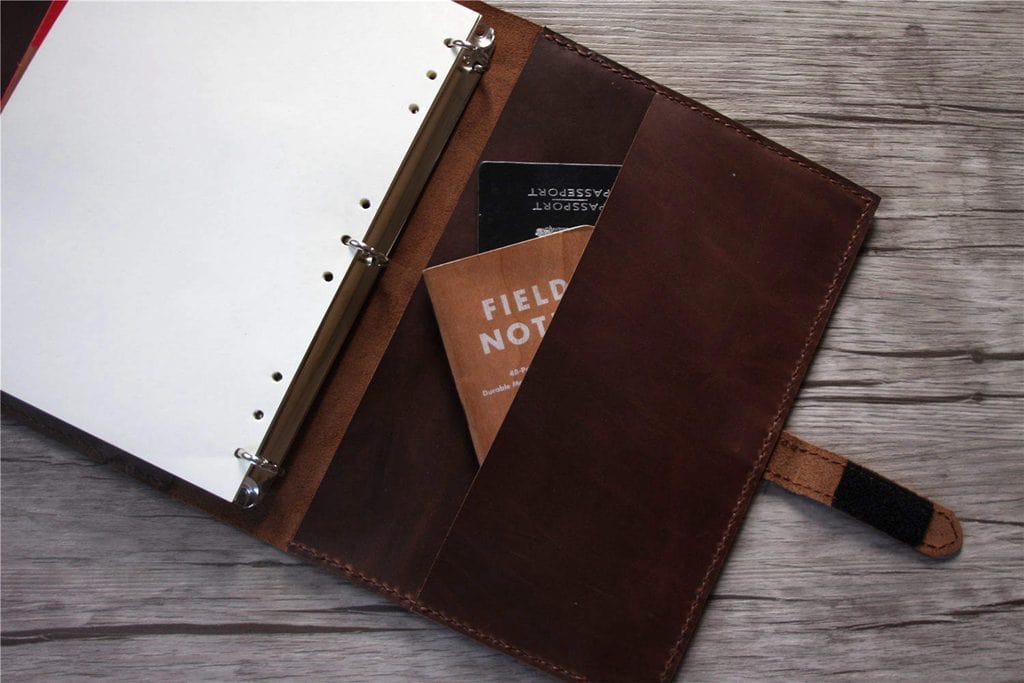 Leather 3 Ring Binder Business Portfolio Folders with Pockets - Black -  Extra Studio
