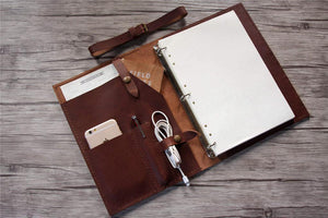 Coffee Leather 3 Rings Binder Planner – LeatherNeo