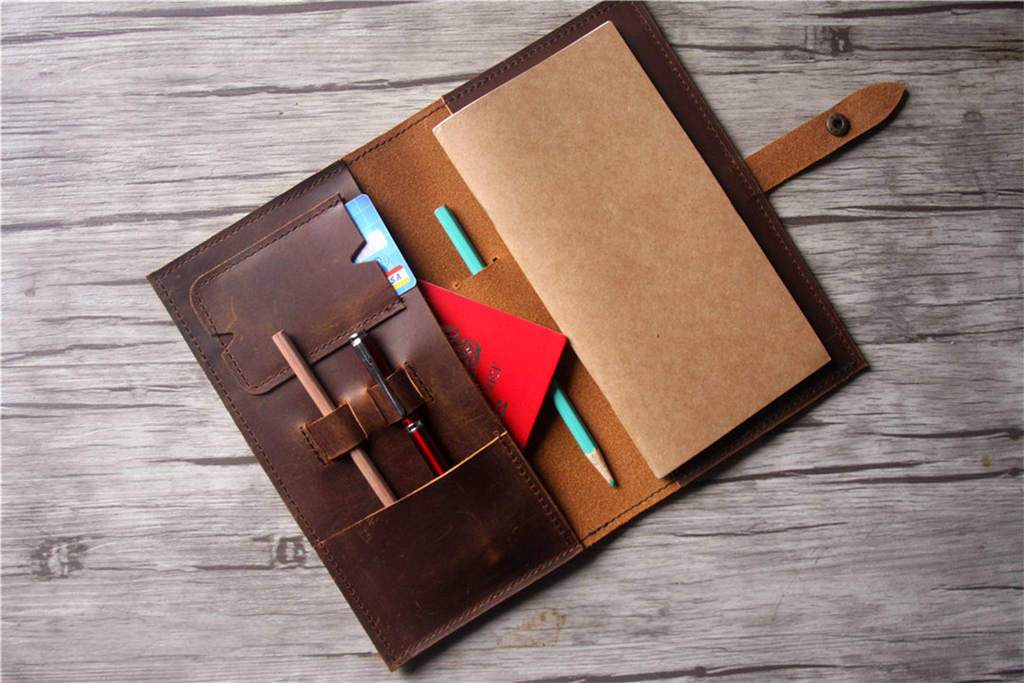 Custom Imprinted Refillable Leather Notebook And Pen Set 